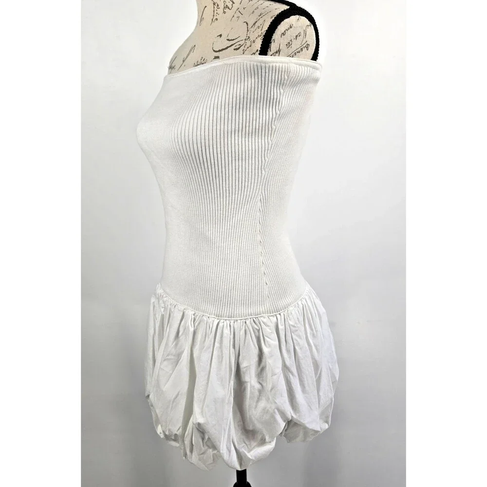 Aqua Women's Small White Strapless Bubble‎ Mini Dress NWT